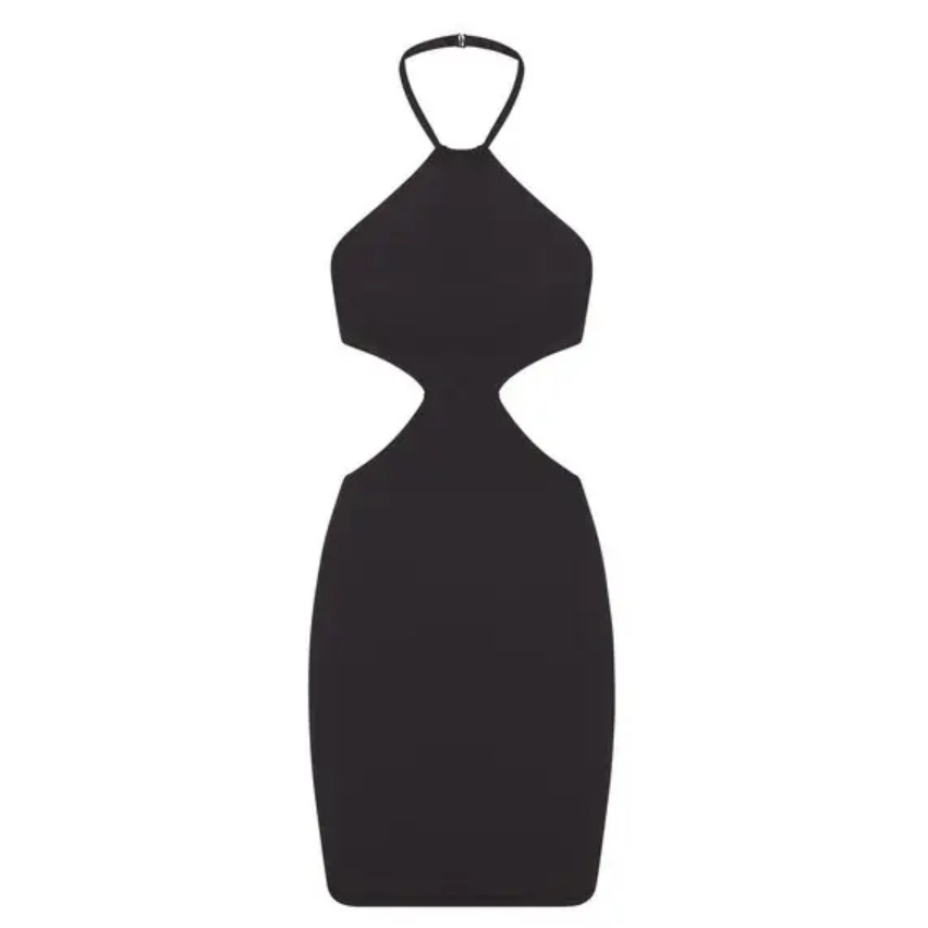 17. Skims Nwt Fits Everybody Cutout Halter Dress Onyx Medium
